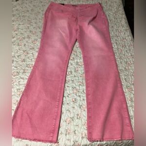 American Bazi Pink Distressed Hem Pants